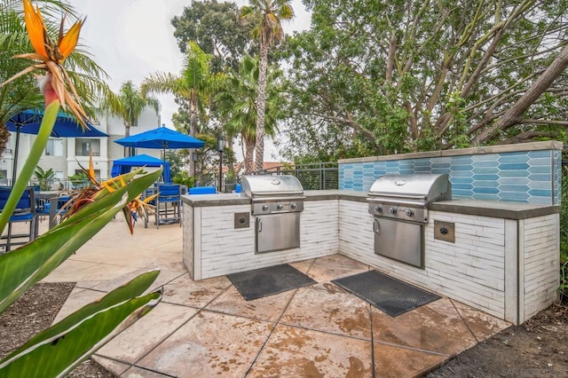 view of patio / terrace with an outdoor kitchen and grilling area