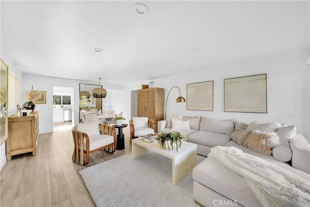 living room with light wood-type flooring