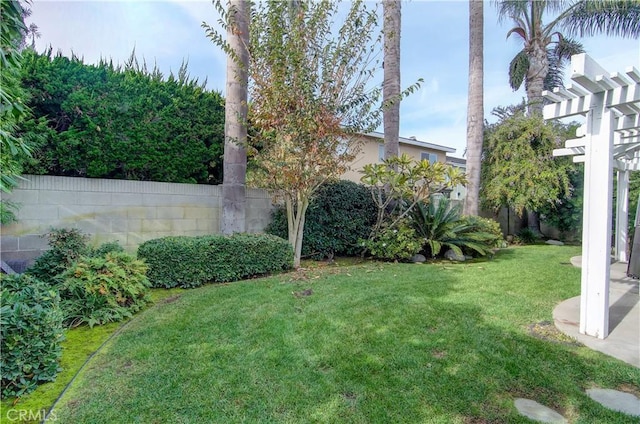 view of yard featuring a pergola