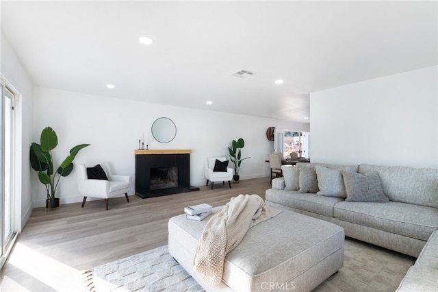 living room featuring light hardwood / wood-style flooring