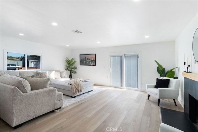 living room featuring light hardwood / wood-style floors