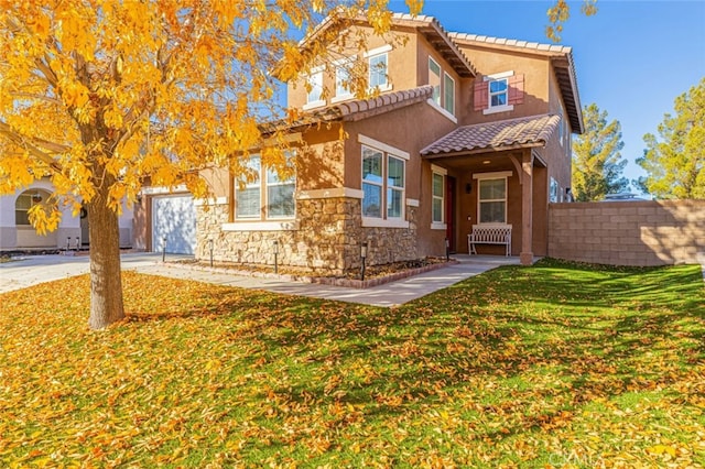 view of front facade with a front lawn