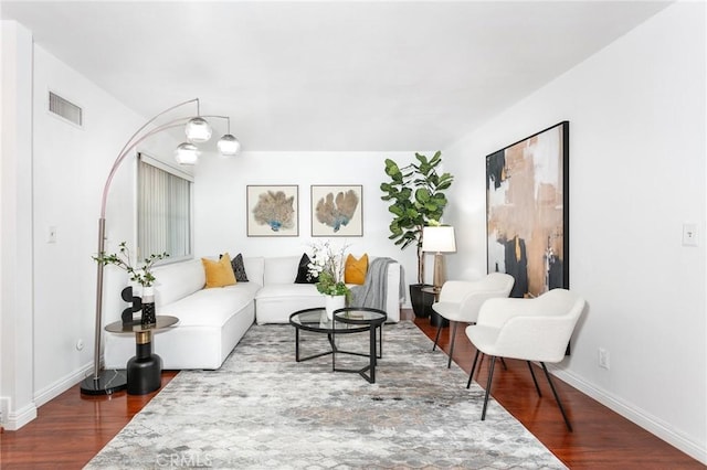 living room featuring hardwood / wood-style flooring