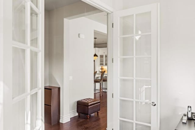 hall featuring dark hardwood / wood-style flooring