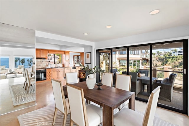 view of tiled dining area