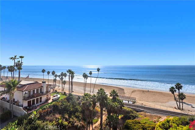 property view of water with a beach view