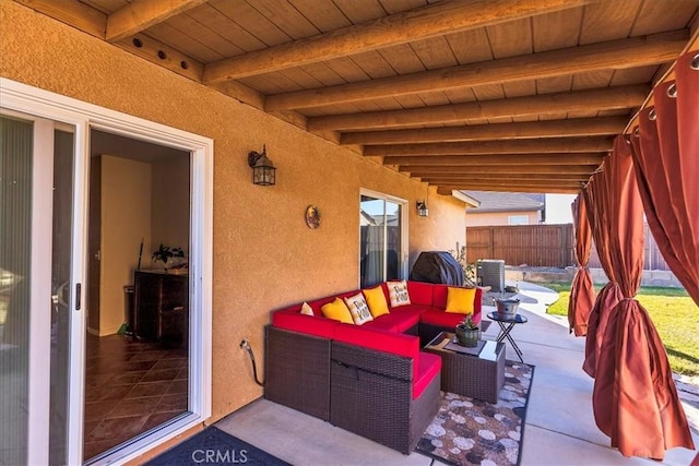 view of patio / terrace featuring cooling unit and an outdoor hangout area