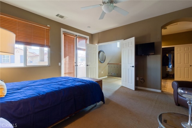 bedroom with carpet and ceiling fan