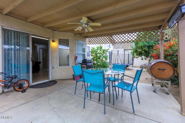 view of patio / terrace featuring ceiling fan and a grill