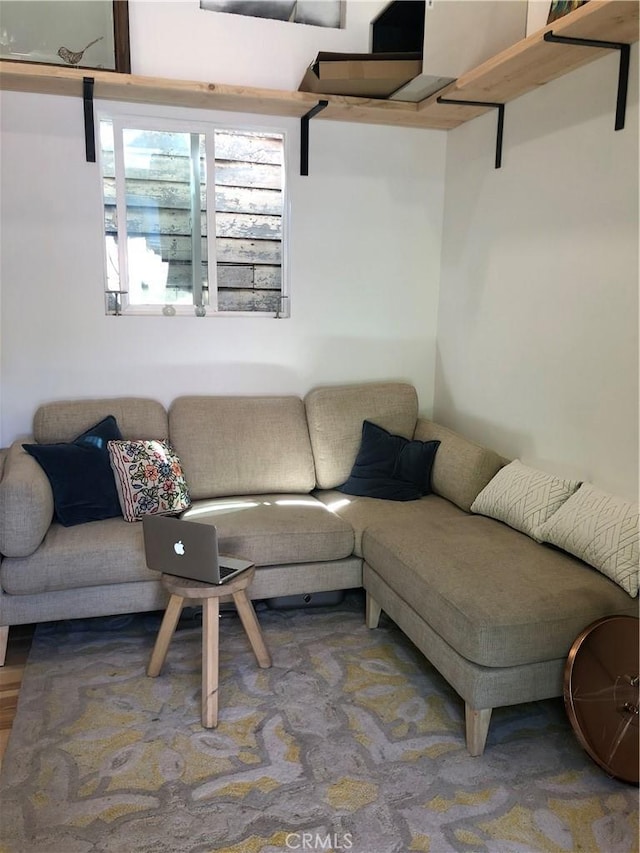 living room with light hardwood / wood-style flooring