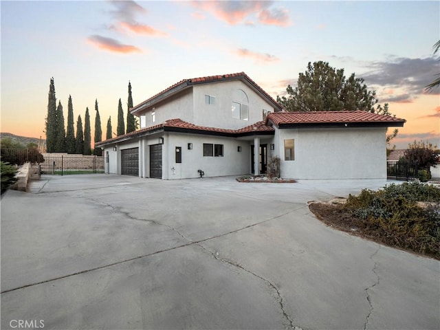 exterior space featuring a garage