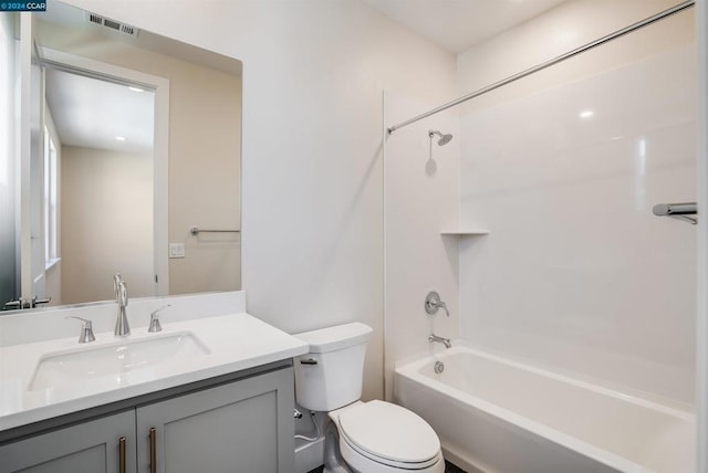 full bathroom with vanity, toilet, and shower / bath combination