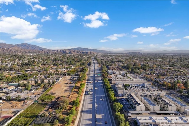 bird's eye view with a mountain view