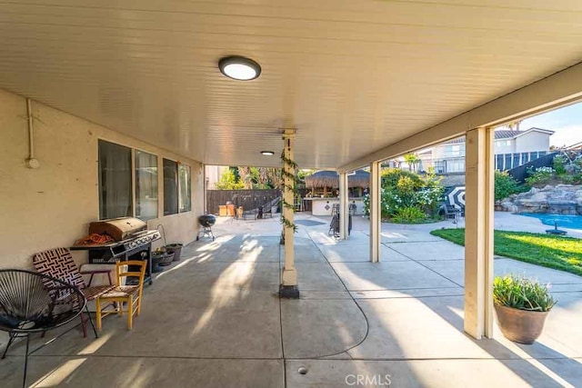 view of patio featuring exterior kitchen