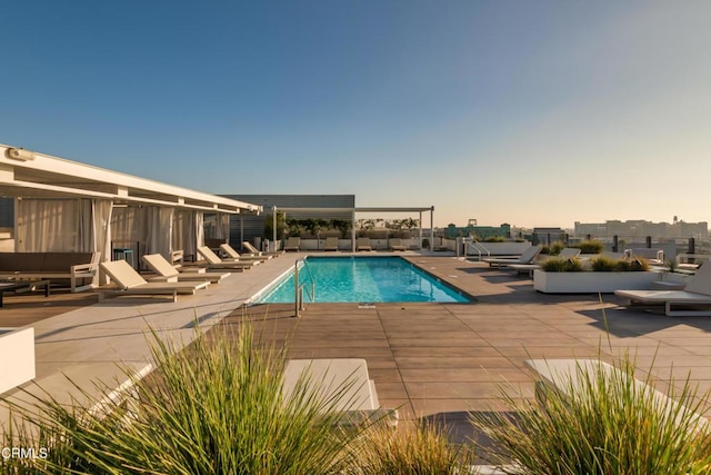 view of pool featuring a patio