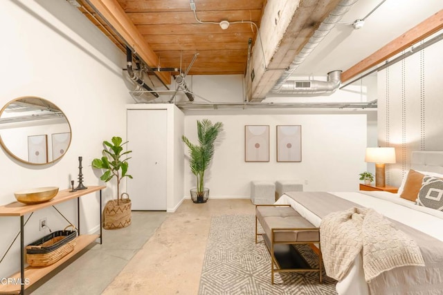 basement with wooden ceiling