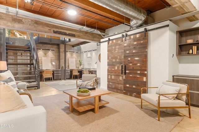 basement with a barn door