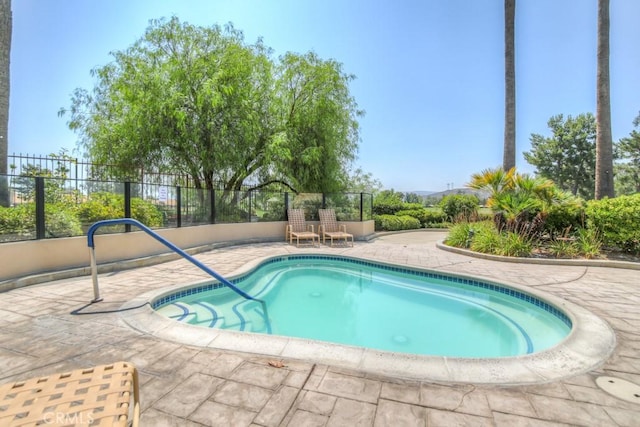 view of swimming pool with a patio area