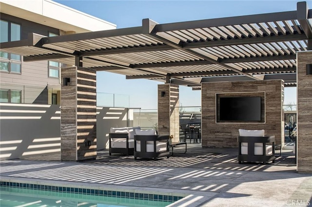 view of patio featuring a pergola and a fenced in pool