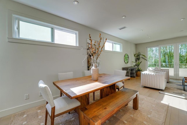 dining area featuring light hardwood / wood-style floors