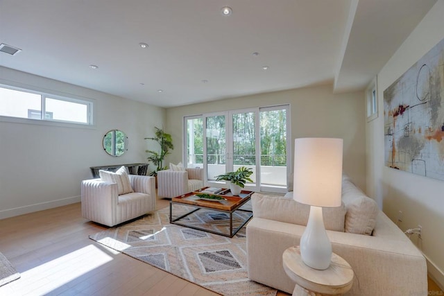 living room featuring light hardwood / wood-style flooring