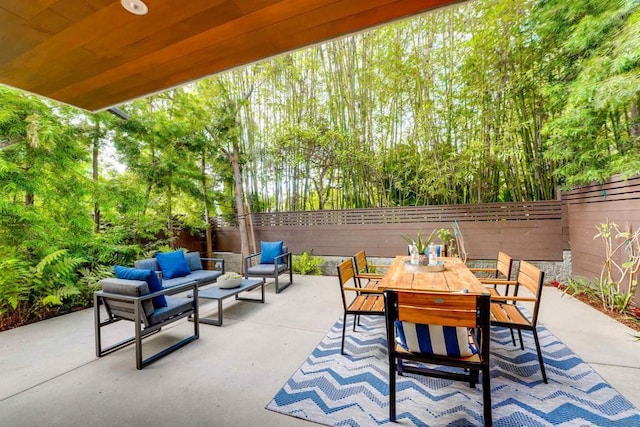 view of patio / terrace with an outdoor living space