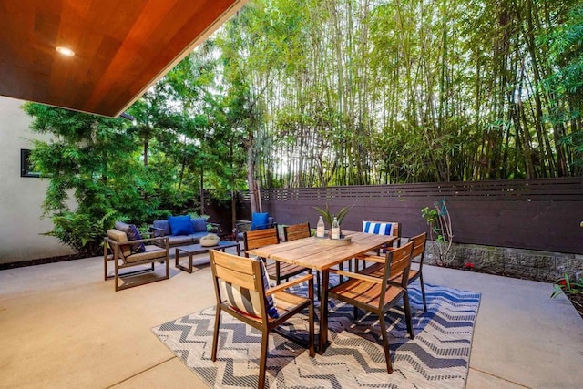 view of patio featuring an outdoor living space