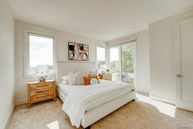 carpeted bedroom with multiple windows