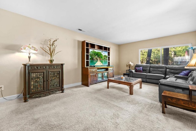 living room with light carpet