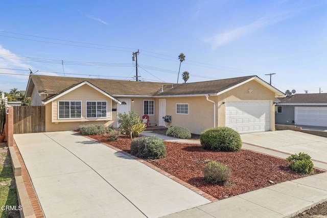 single story home with a garage