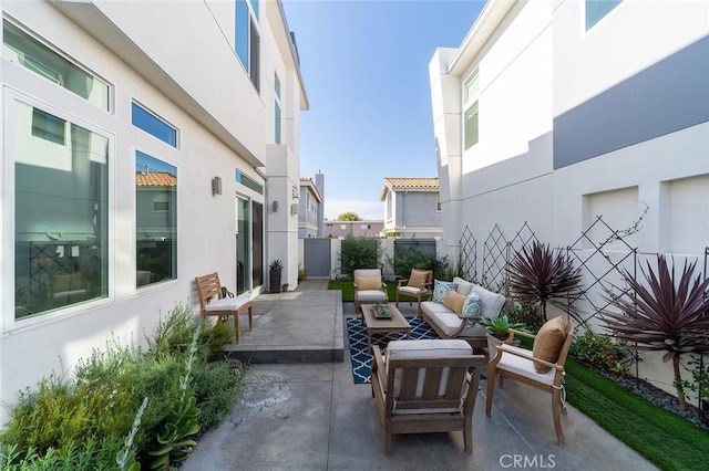 view of patio / terrace featuring an outdoor living space