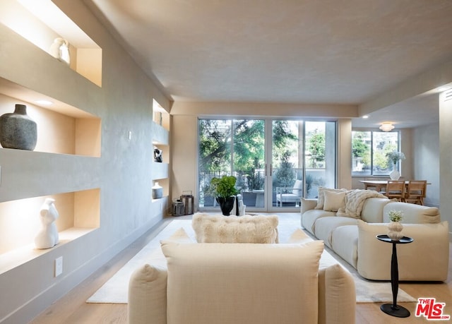 living room with light wood-type flooring