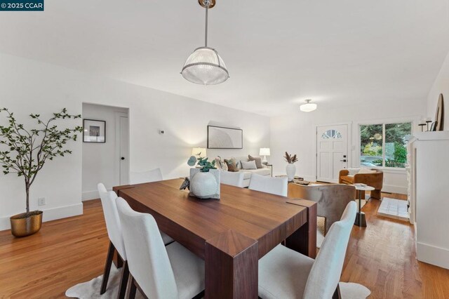 dining space featuring light hardwood / wood-style flooring