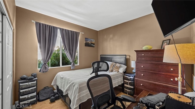 bedroom featuring a closet and wood-type flooring