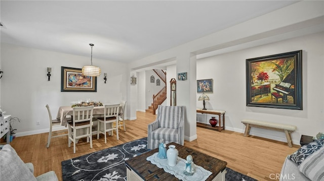 living room with hardwood / wood-style floors