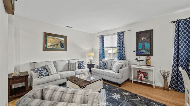 living room with hardwood / wood-style flooring