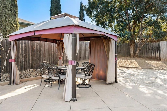 view of patio / terrace featuring a gazebo