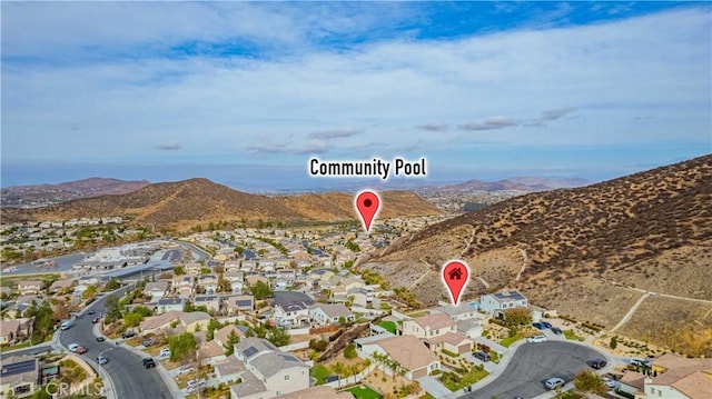 bird's eye view featuring a mountain view