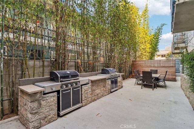 view of patio / terrace with area for grilling and an outdoor kitchen