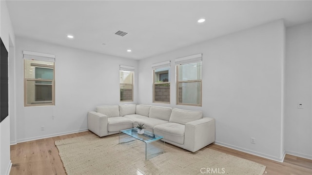 living room featuring light hardwood / wood-style floors