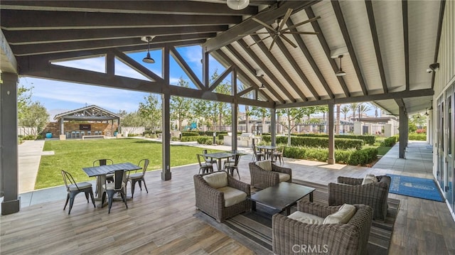 view of patio with a gazebo and a deck