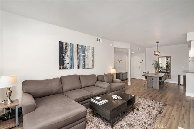 living room with hardwood / wood-style floors