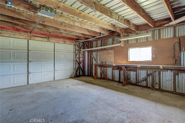 garage with a garage door opener