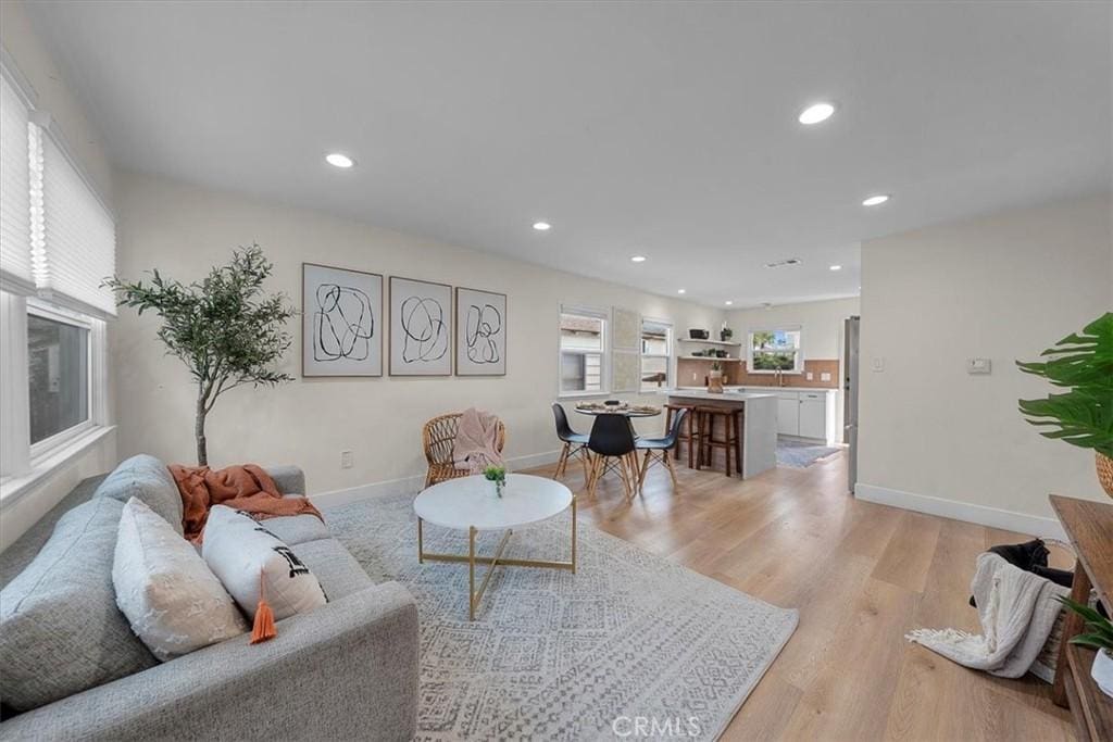 living room featuring light hardwood / wood-style floors