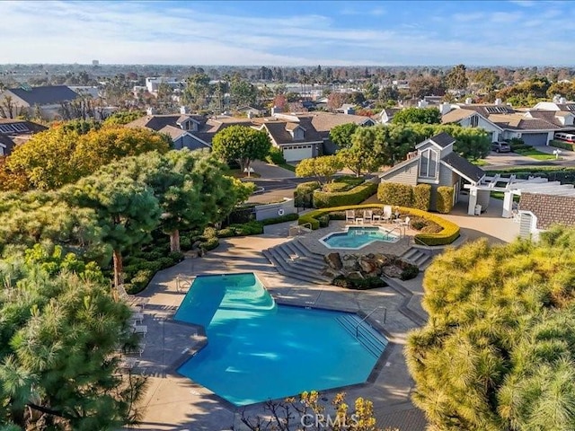 aerial view featuring a residential view