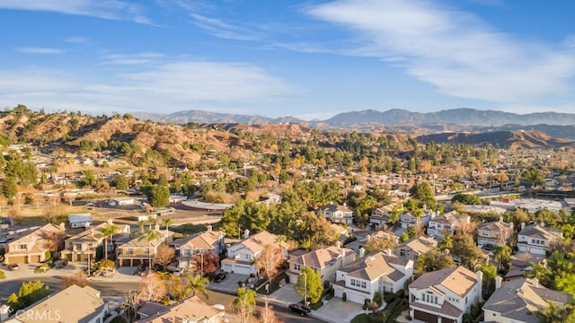 aerial view with a mountain view