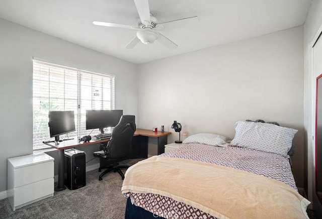 bedroom with carpet flooring and ceiling fan