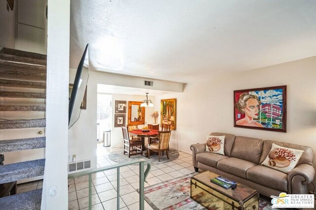 view of tiled living room