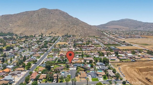 145 Carlota Way, Riverside, CA 92507 - aerial view of property and surrounding area featuring a mountainous background and nearby suburban area