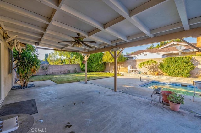 view of patio featuring a fenced in pool